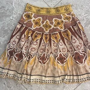 Anthropologie Beaded Bohemian Skirt in Brown and Yellow, size small